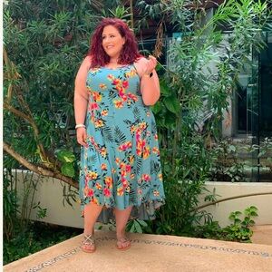 🌺 Torrid Tropical Floral High-Low Dress – Size 2 (18/20) 🌺